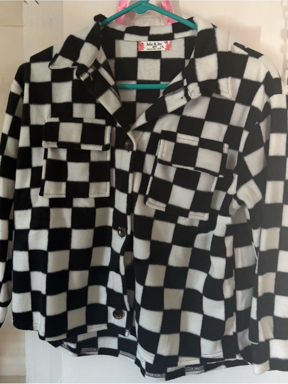 Jolie & Joy Black and White Check Button-Down Shirt Jacket XS